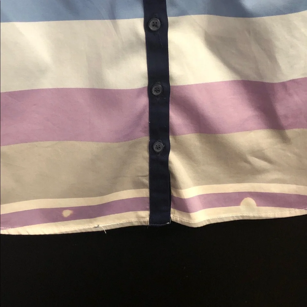 NY&C Cuff-Sleeve Striped Button-Up in Navy, Lavender, Light Blue - Picture 5 of 5